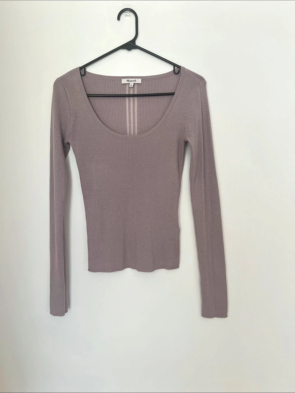 Madewell Merino Wool-Silk Blend Scoopneck Sweater Purple Small
